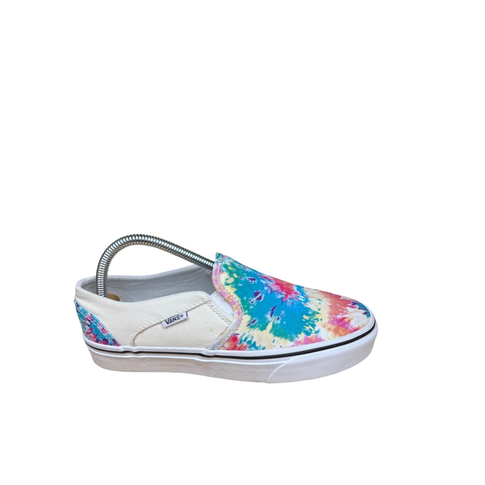 Vans Asher Slip On Sneakers Skate Shoes Canvas Rainbow Tie Dye Multi Women 8