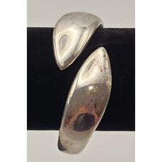 Modernist Style Heavy Silver-Tone Vintage Clamper Cuff Bracelet