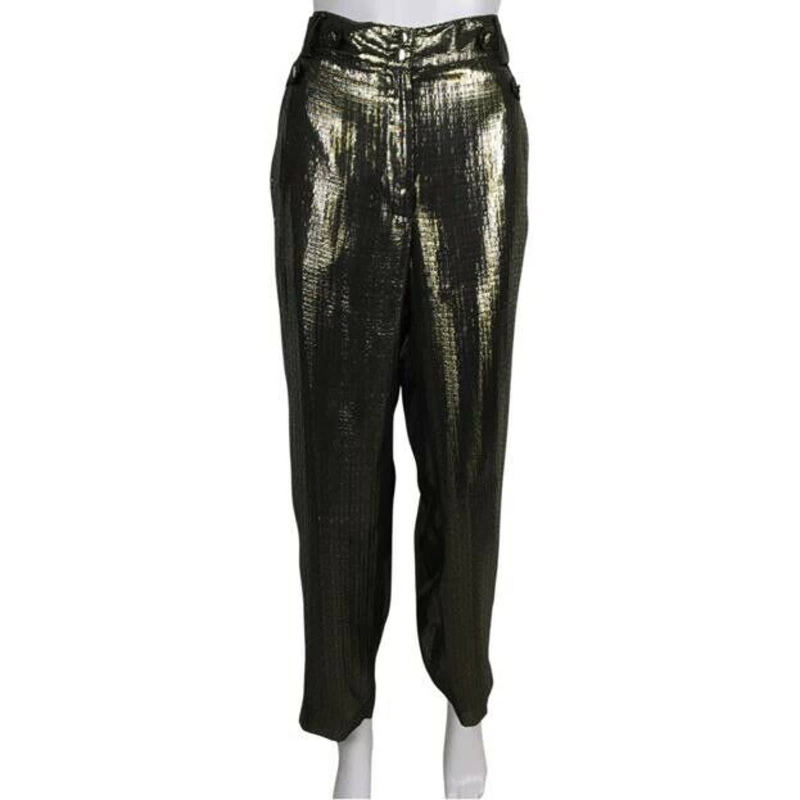 Derek Lam 10 Crosby Women’s Pants Persis Silk Lame Utility Trousers Size 8 LO