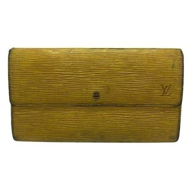 **Worn** Authentic 2000 Vintage Louis Vuitton Yellow Epi Leather Long Wallet