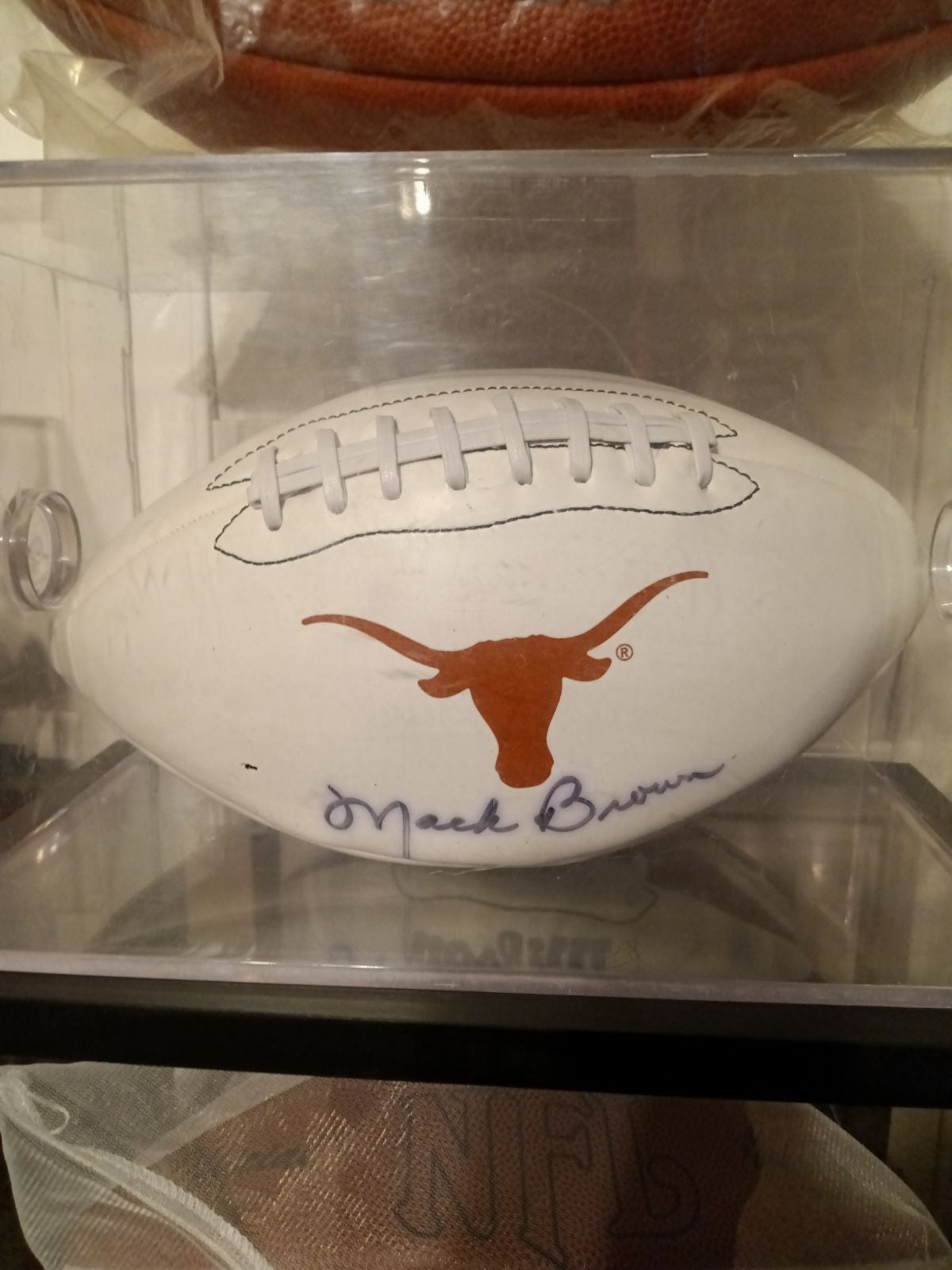 MACK BROWN HAND SIGNED TEXAS LONGHORNS LOGO FOOTBALL