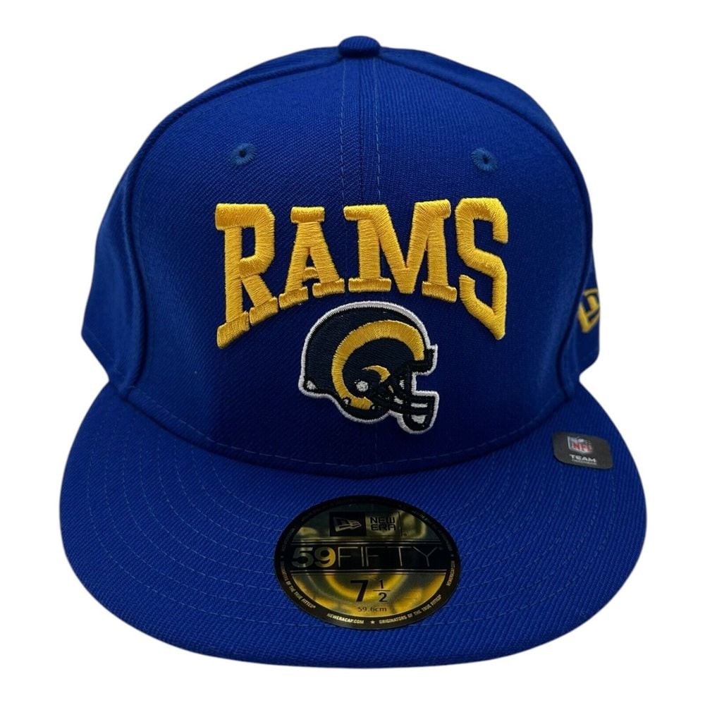 New Era 59Fifty Los Angeles Rams Hat Cap 7 1/2 Royal Blue Throwback Helmet NFL