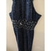 vintage 90s Sean Collection 100% silk beaded formal gown Navy Sz XL