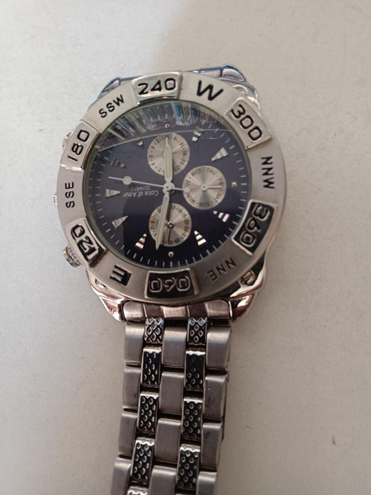 VINTAGE-Cote D Azur Men's Diver's Quartz Watch-Silver