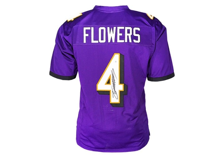 Zay Flowers Signed Custom Purple Football Jersey JSA