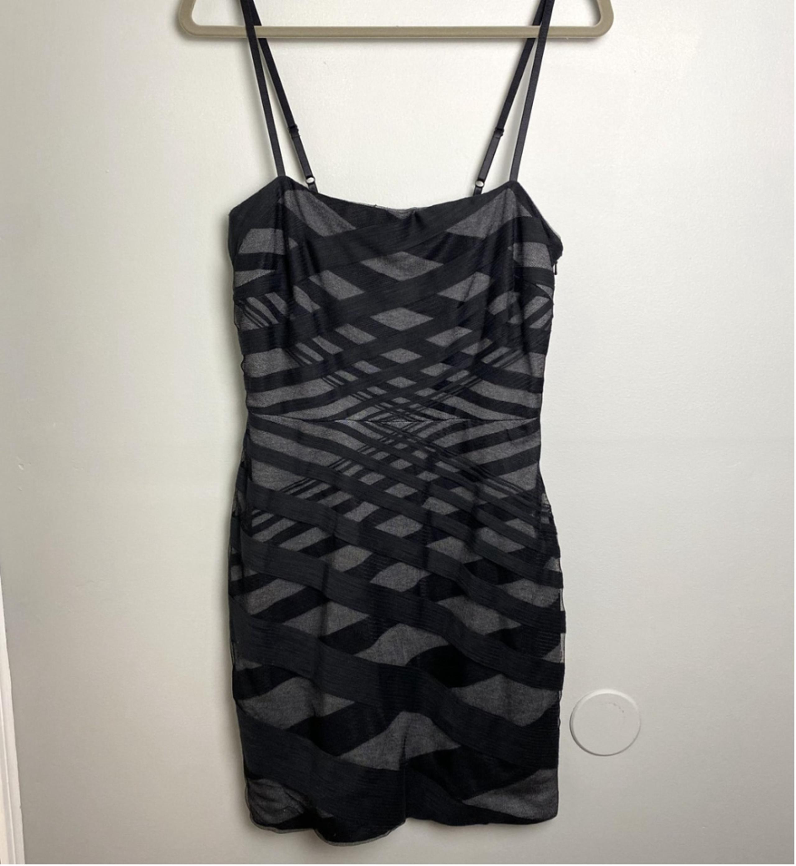 Grey & Black Crisscross Bandage Dress, Size 6 - Robert Rodriguez