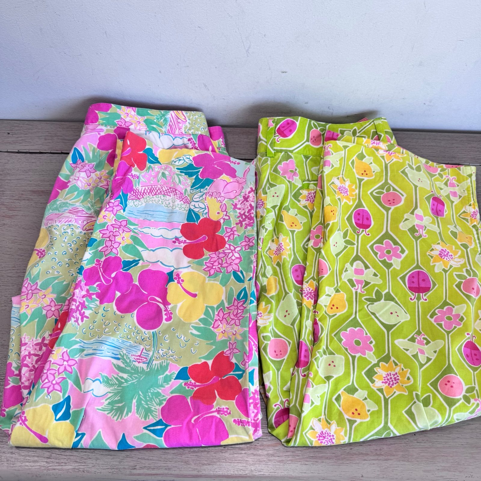 Lilly Pulitzer White Label Lot Of 2 Floral Island Beachy Capri Pants Size 6P