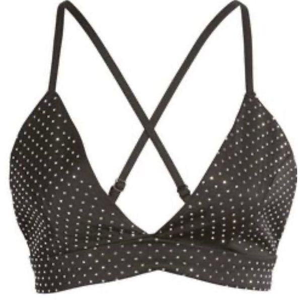HEIRESS BEVERLY HILLS Crystal Bra Top stone bralette shirt cross cross half top