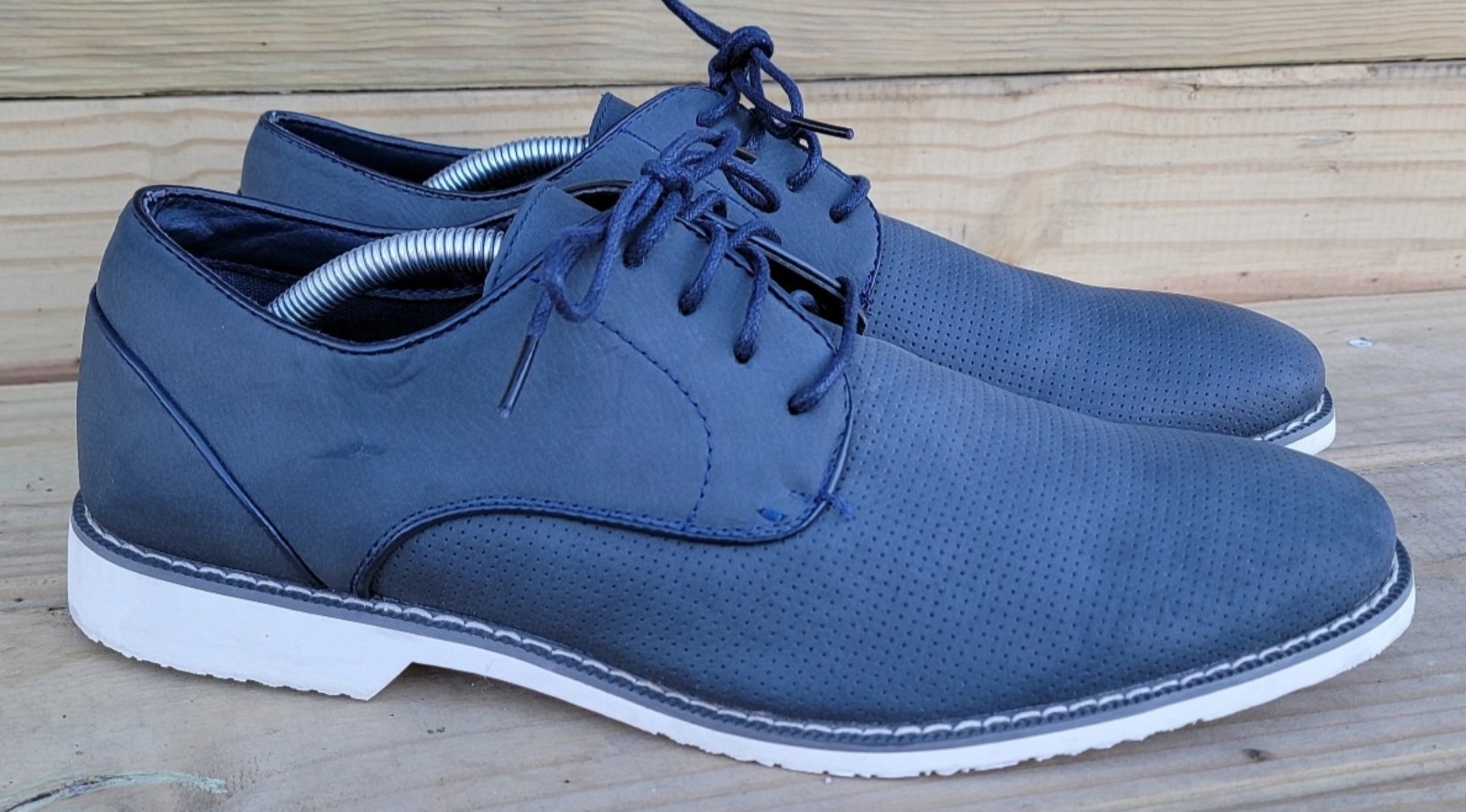 Steve MADDEN Men's Navy Oxford Nubuck Lace-up DRESS SHOES US 10.5 Worn 2x CLEAN