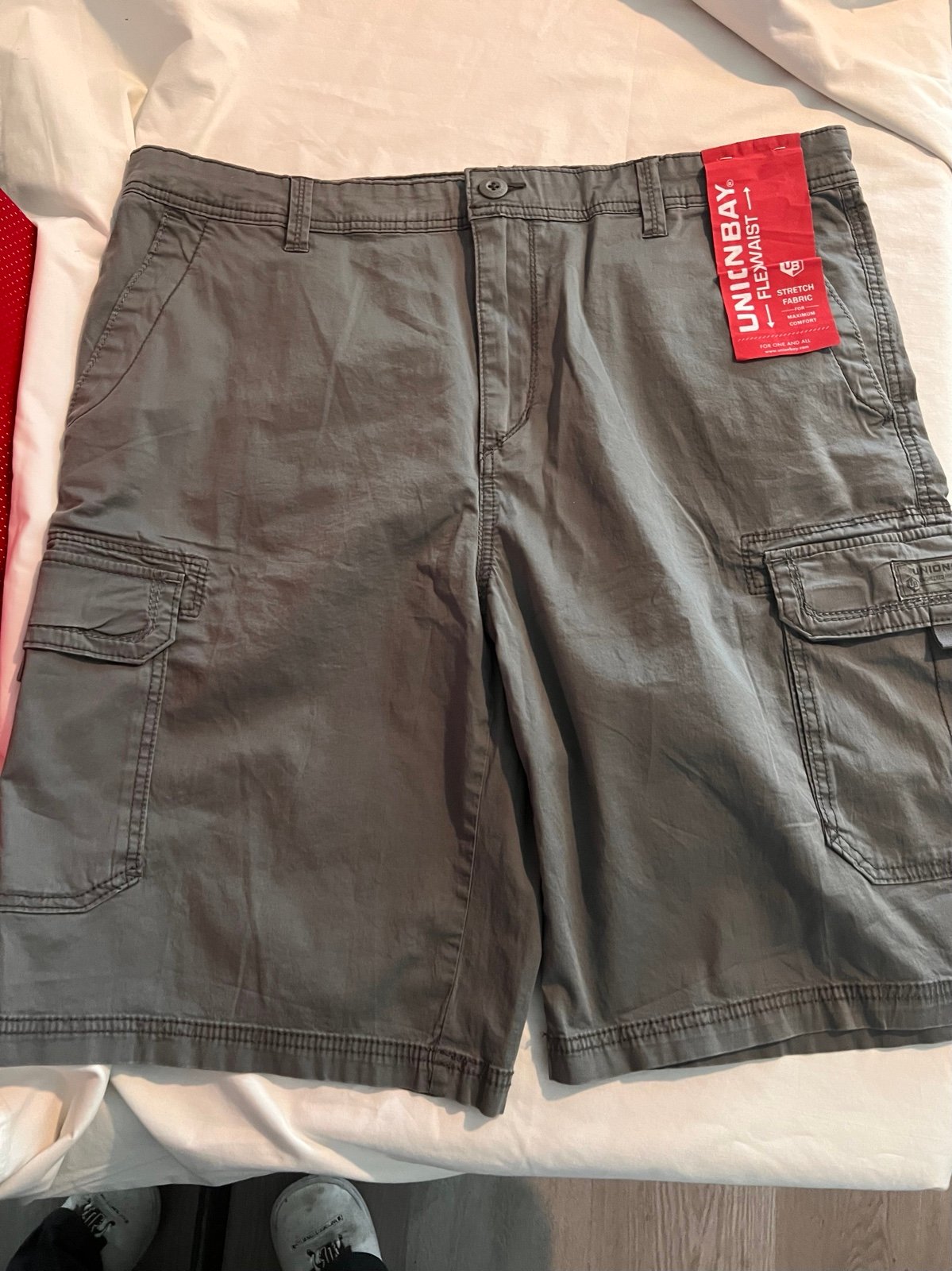 NWT GREY UNIONBAY FLEX WAIST STRETCH FABRIC CARGO SHORTS SIZE 40
