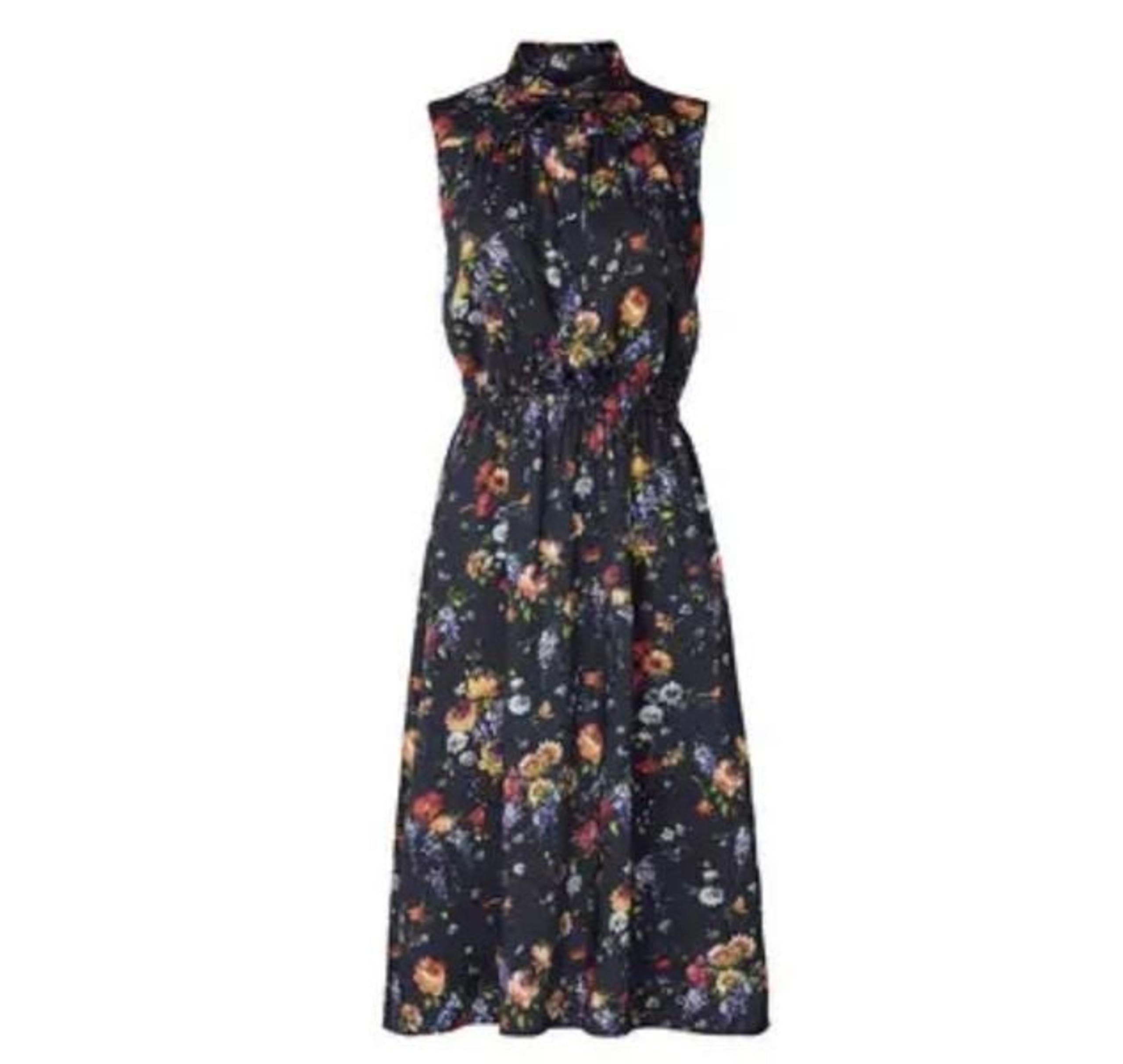 Adam lippes collective high neck button front shirt dress midi dark floral float