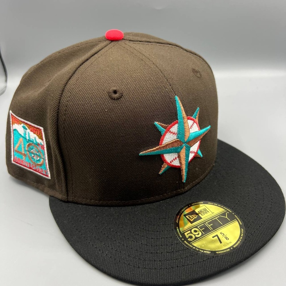 Seattle Mariners Hat Men 7 5/8 Brown Blue 59Fifty New Era Fitted Cap