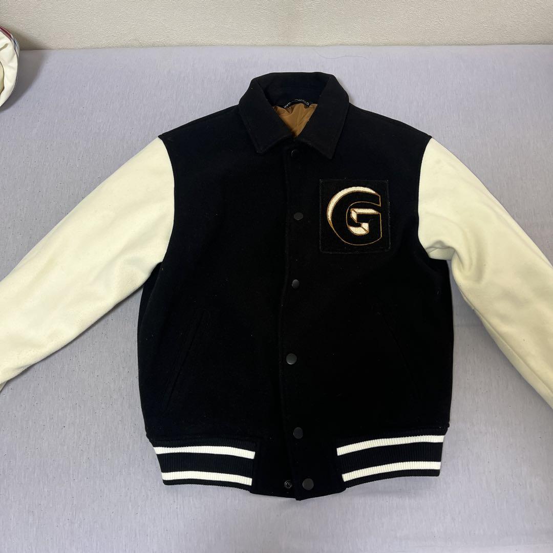 G Logo Embroidered Varsity Jacket Black/White