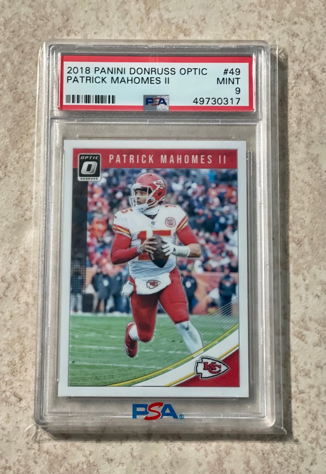 Patrick Mahomes II 2018 Panini Donruss Optic #49 PSA 9 Chiefs