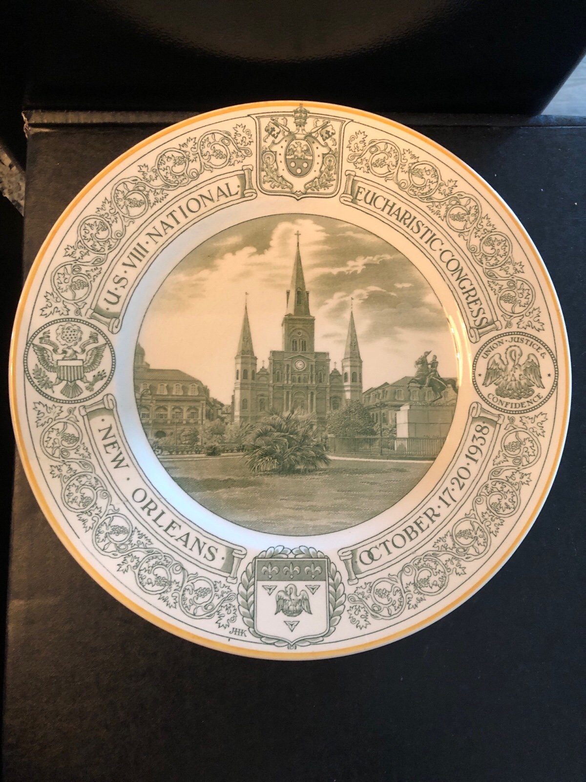 Rare 1938 Catholic Eucharist Congress New Orleans plate