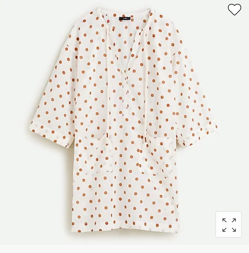 NWT J.Crew Cotton Voile V-Neck Beach Tunic in Pecan Dot