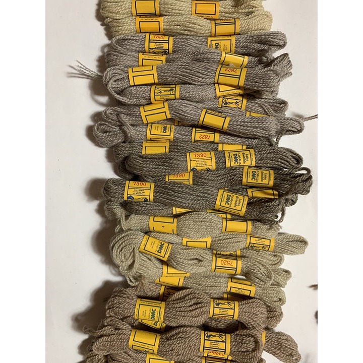Vintage DMC Wool Yarn 5 Meters Lot Of 35 Gray Beige
