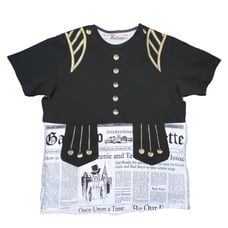M VTG John Galliano Dior Newspaper Gazette Military Trompe L’oeil Tee Shirt