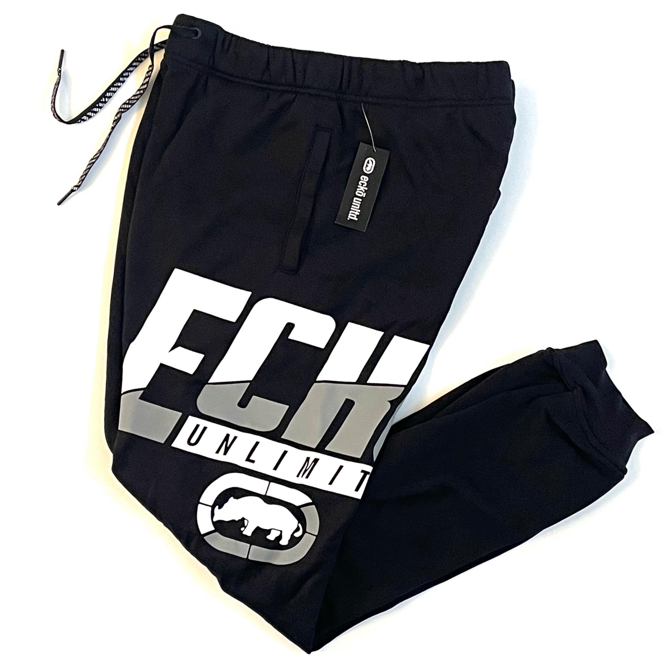 ECKO UNLTD Fleece Joggers Pants Men’s SIZE 3XL Black Rhino Logo Sweatpants NWT