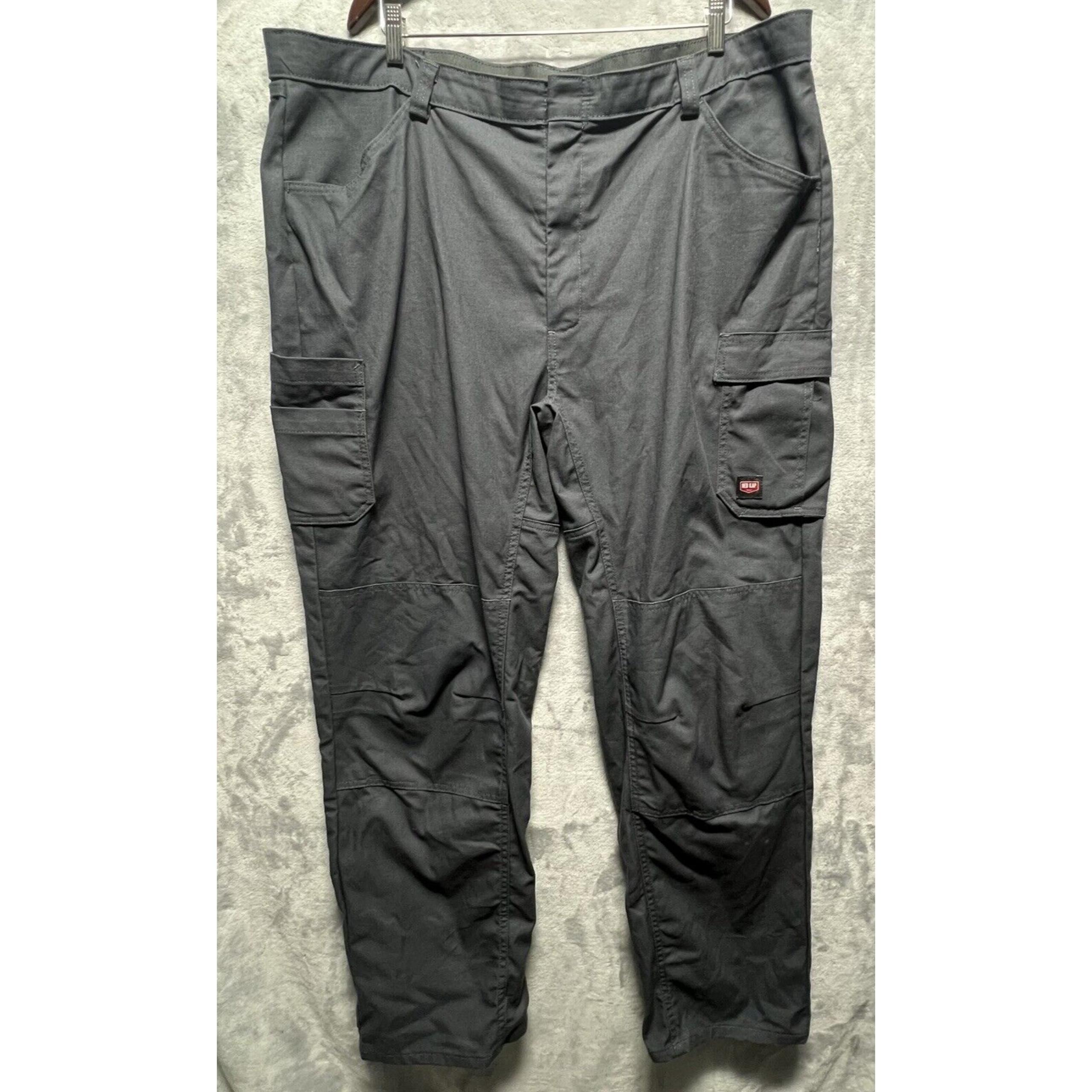 RedKap Mens Performance Pants 44x34 Reinforced Gray Double Knee Work Pants -