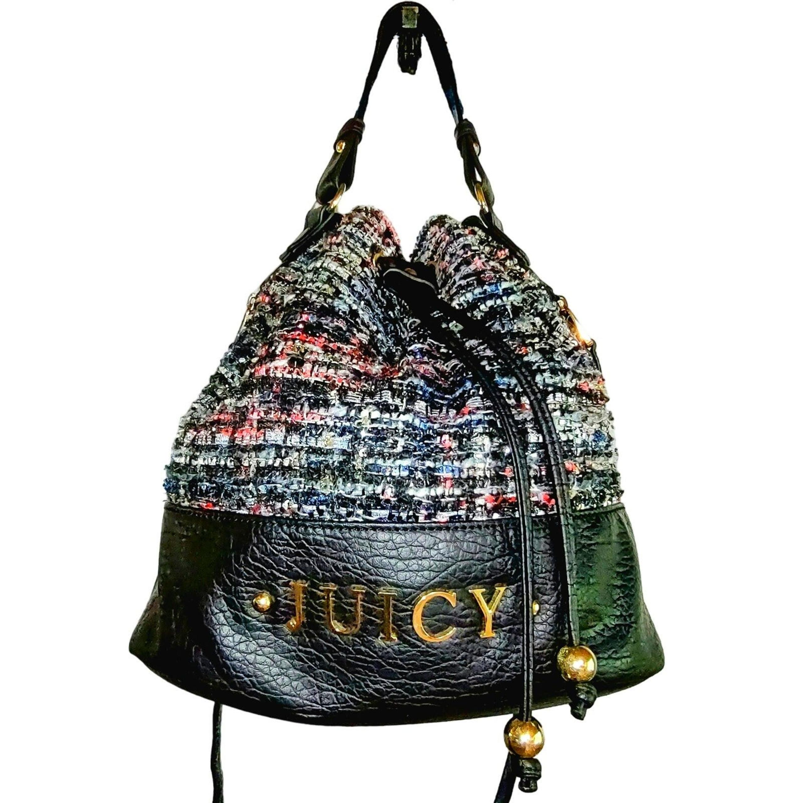 Juicy Couture - Multi Color Tweed, Sparkle & Black Cinchtop Bucket Crossbody Bag