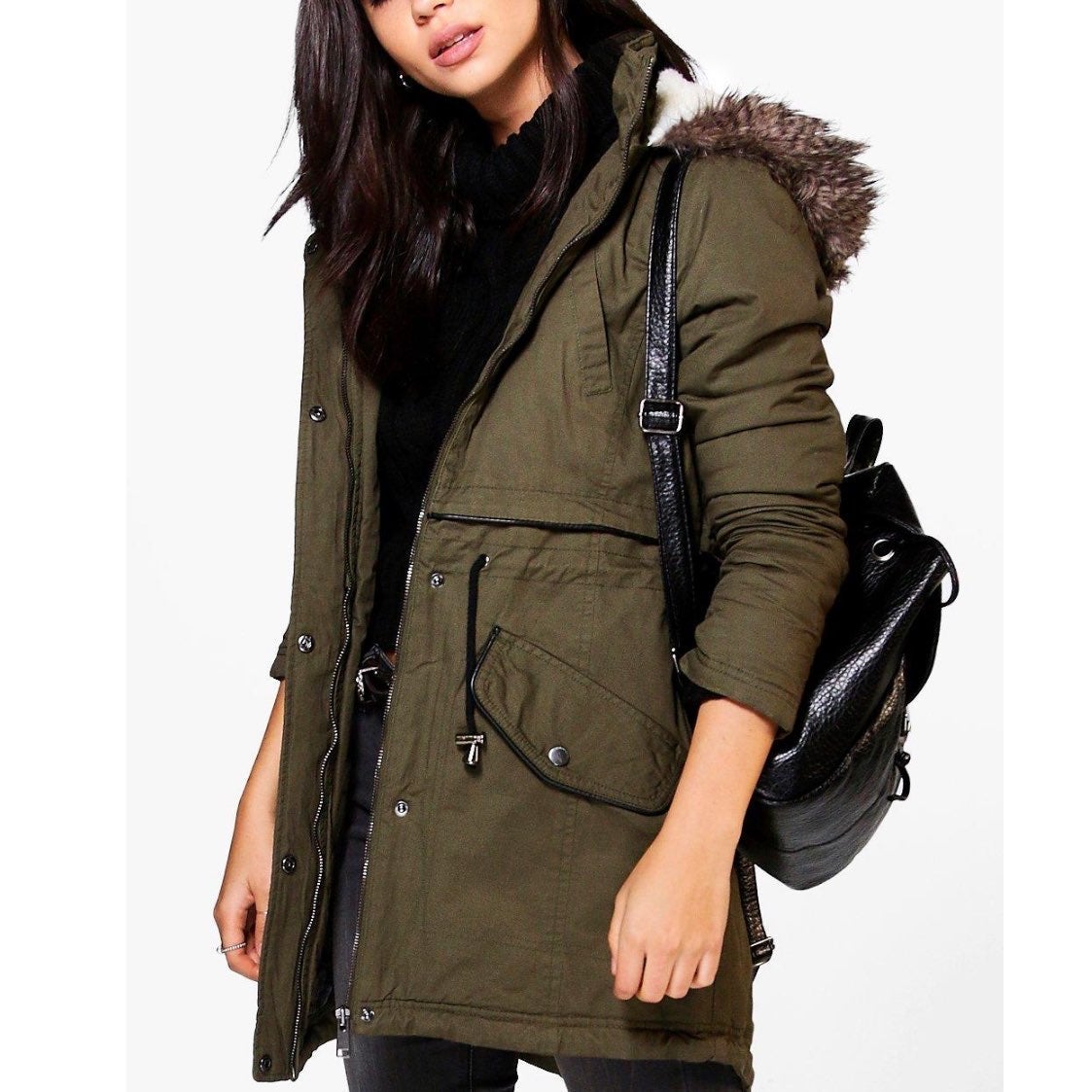 Green Fur Hood Parka