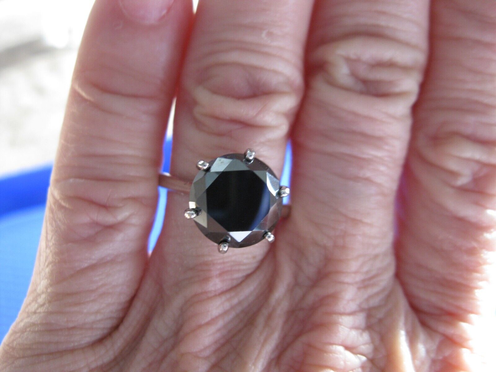 4.90ct 100% REAL NATURAL BLACK DIAMOND RING, CERTIFICATE,FR EE DIA TESTER Size 9