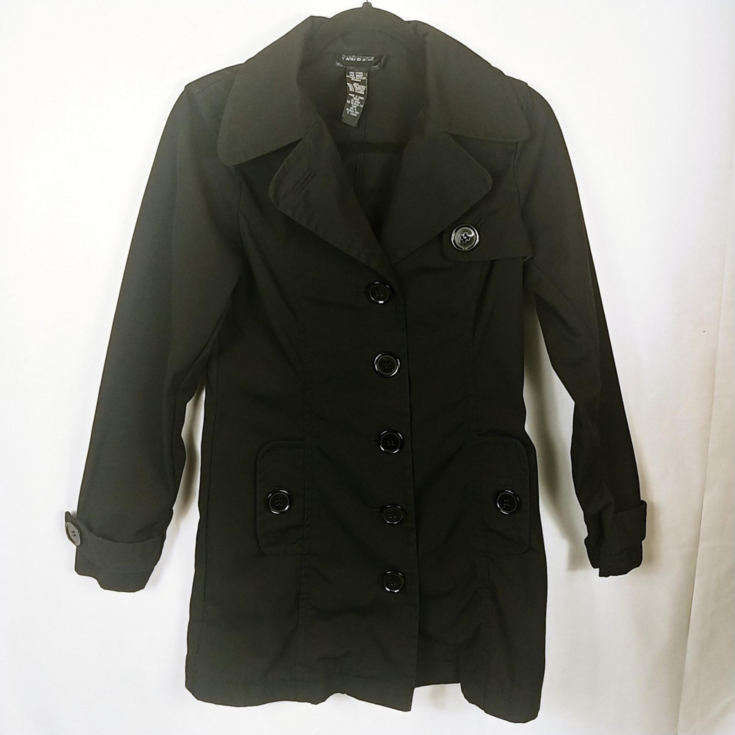 Rampage Single Breasted Trench Women S Black Cotton Blend Missing Belt