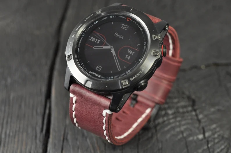 Handmade Leather Mens watch strap for the Garmin Fenix 3, and Garmin