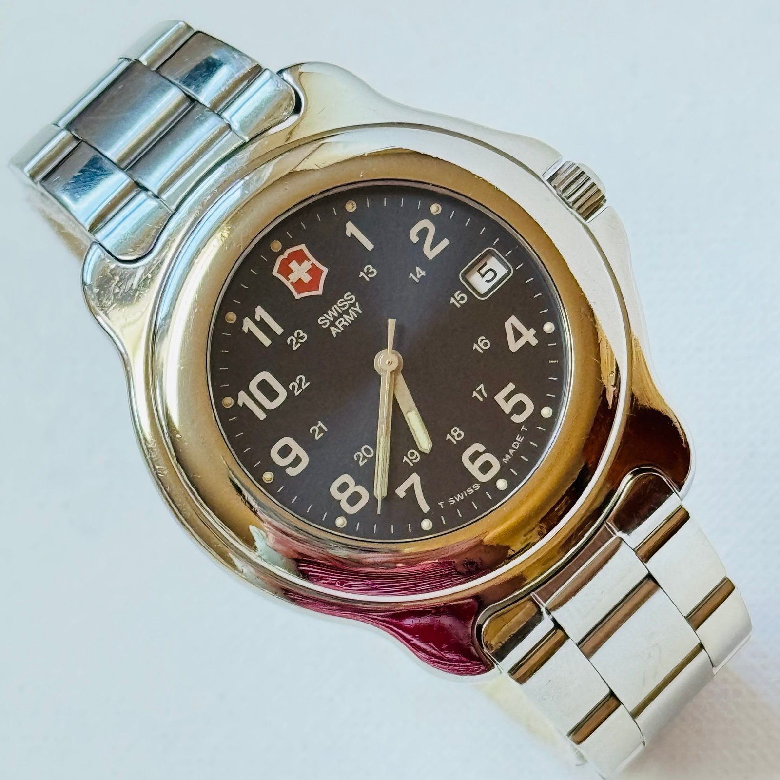 Victorinox Swiss Army Officer's Men's Sapphire Crystal Watch Silver Blue 24337