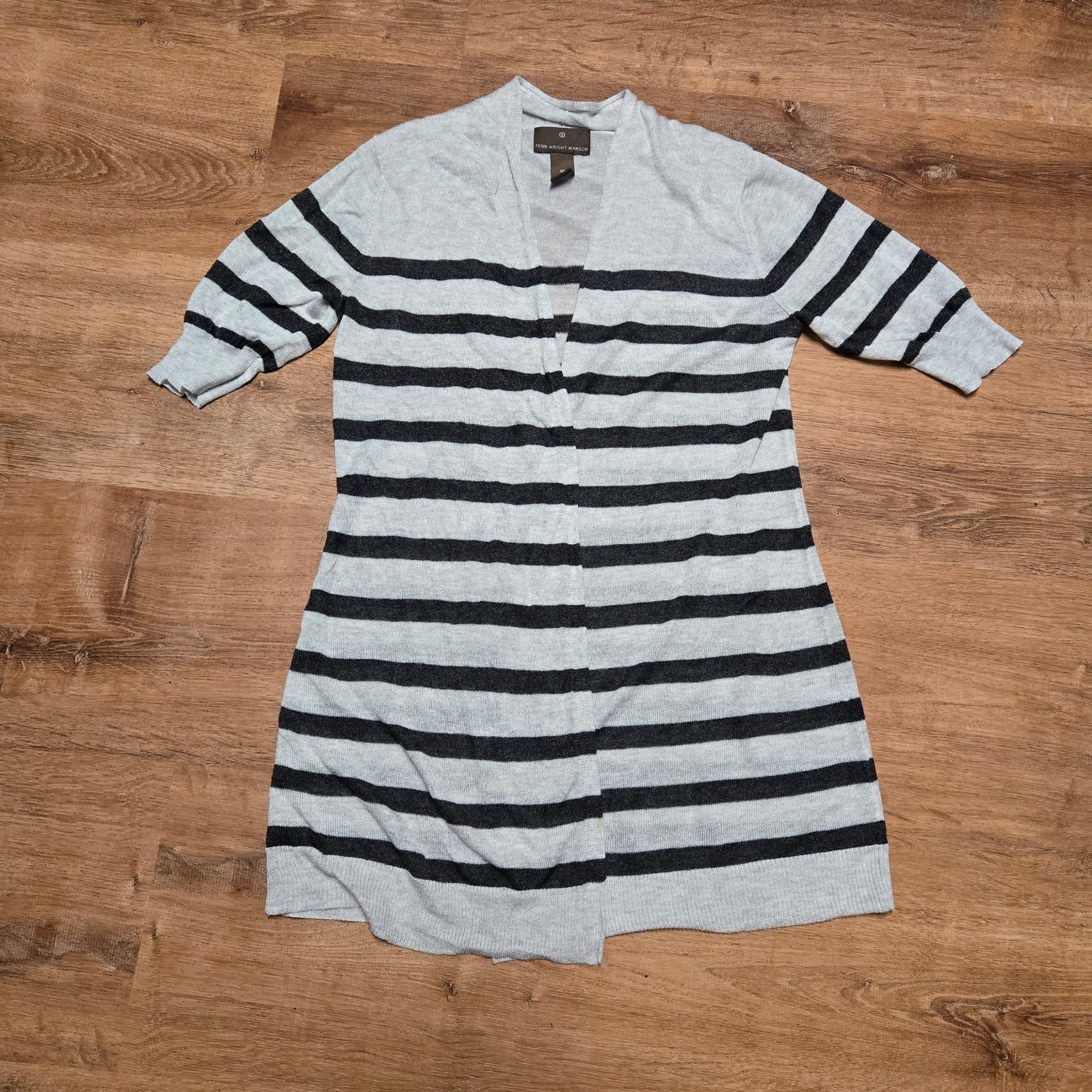 Fenn Wright Manson Gray and Black Striped Cardigan