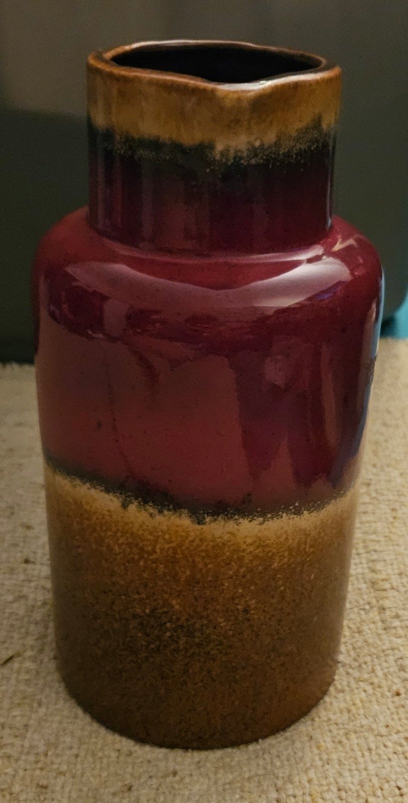 Vintage Scheurich Pottery Pitcher 447-22 Lava Red Golden Brown