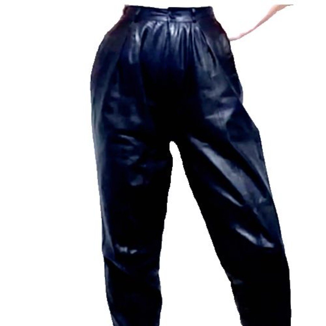 Toffs Leather Pleated Pants, Ultra High Waist, Quality Design, 25 inch waist