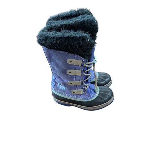 Sorel Joan Of Arctic Snow Boots Furry Purple Suede Waterproof Youth Sz 2