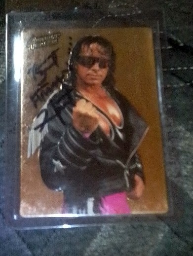 WWf action packed bret hitman Hart card signed