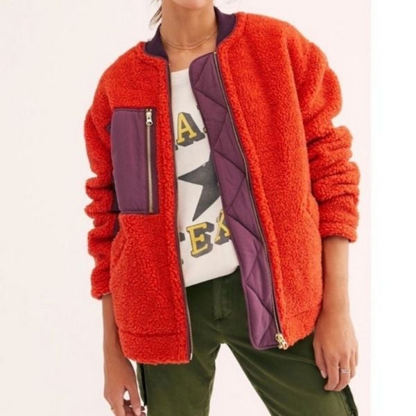 We The Free 'Rivington' sherpa jacket Orange and purple