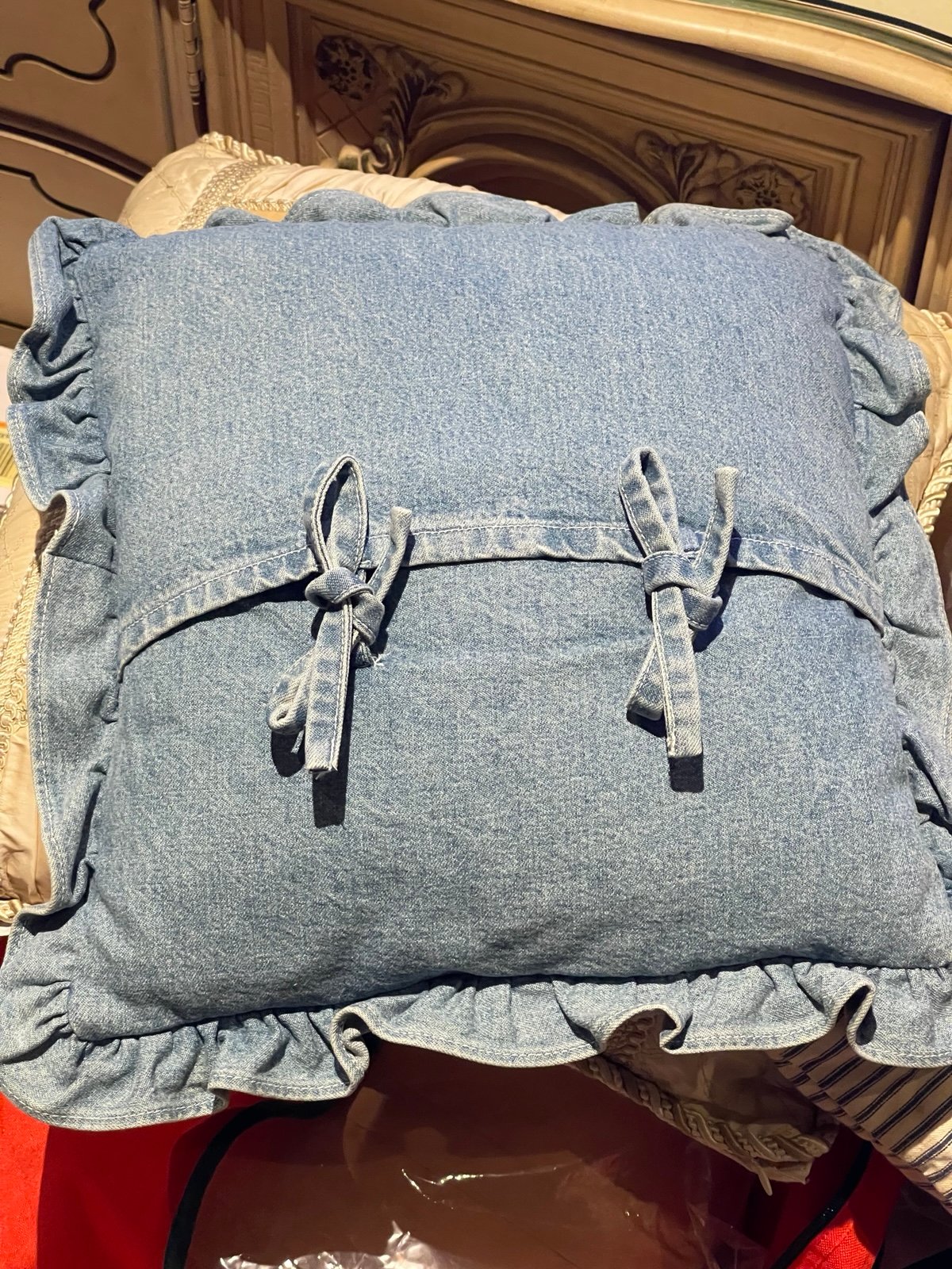 Laura Ashley denim throw pillow