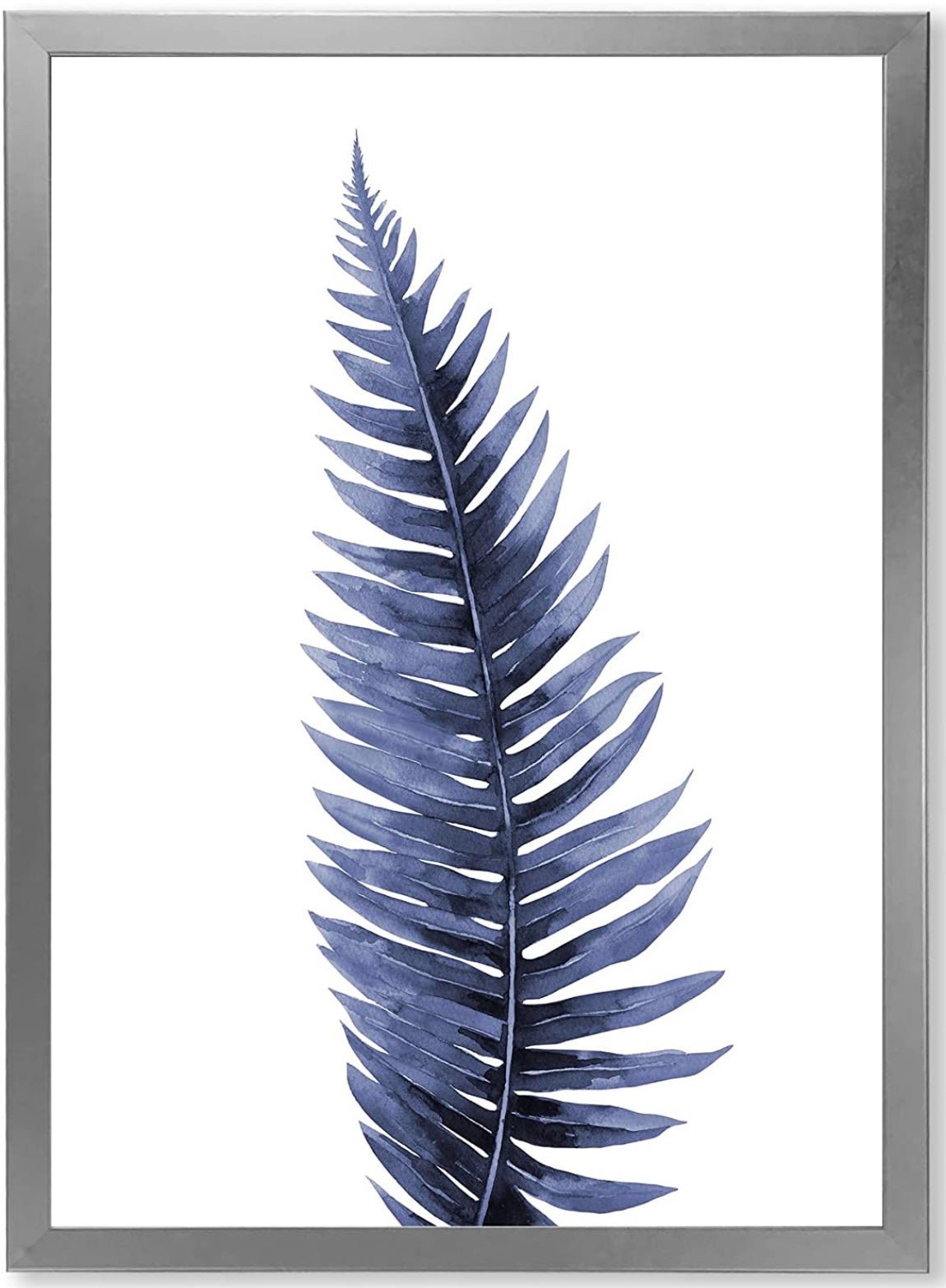 DesignQ Tropical Blue Watercolour Leaves II Bohemian & Eclectic Framed Wall Art