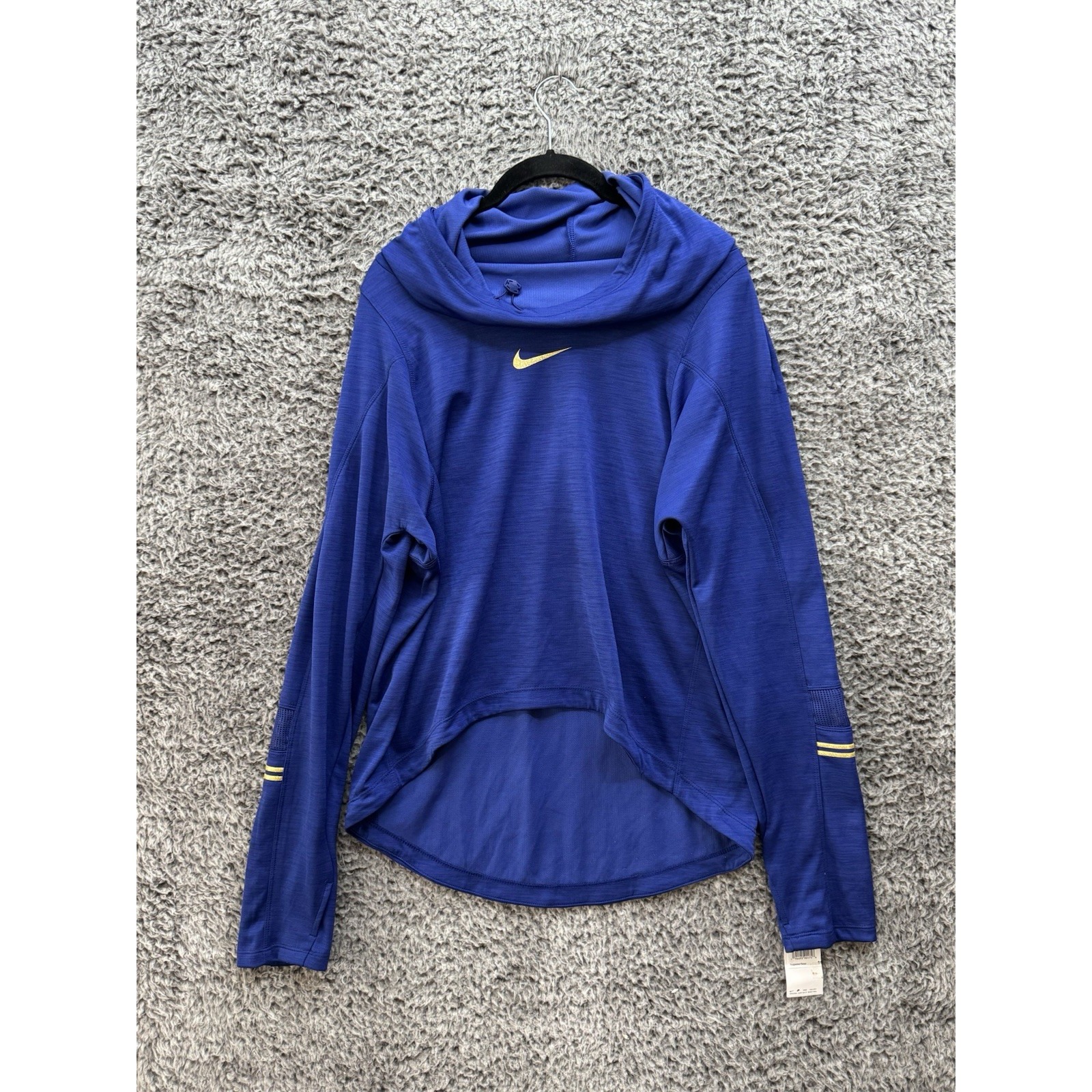 Nike BV9215 455 Blue Glam Dunk Funnel Neck Women Running Training Top Size M