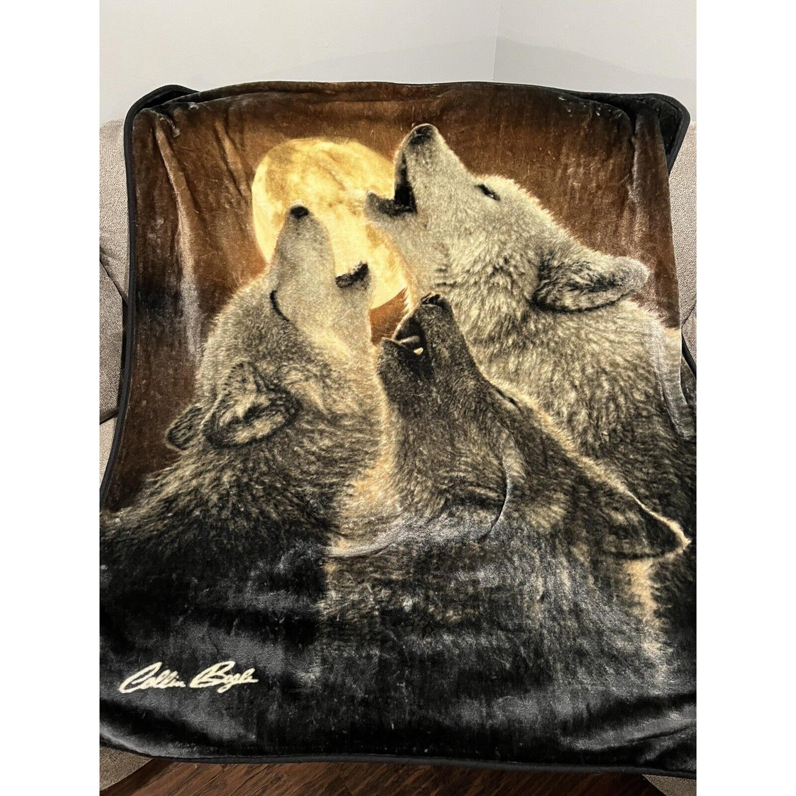 The Northwest Company Wolf Trinity Wolves Moon Colin Bogle Fleece Blanket Throw