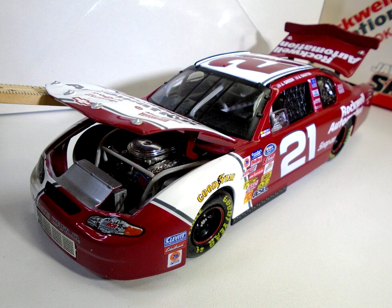 NASCAR Rockwell Auto 2002 Monte Carlo Diecast Car #21 Jeff Green Jay Sauter 1:24