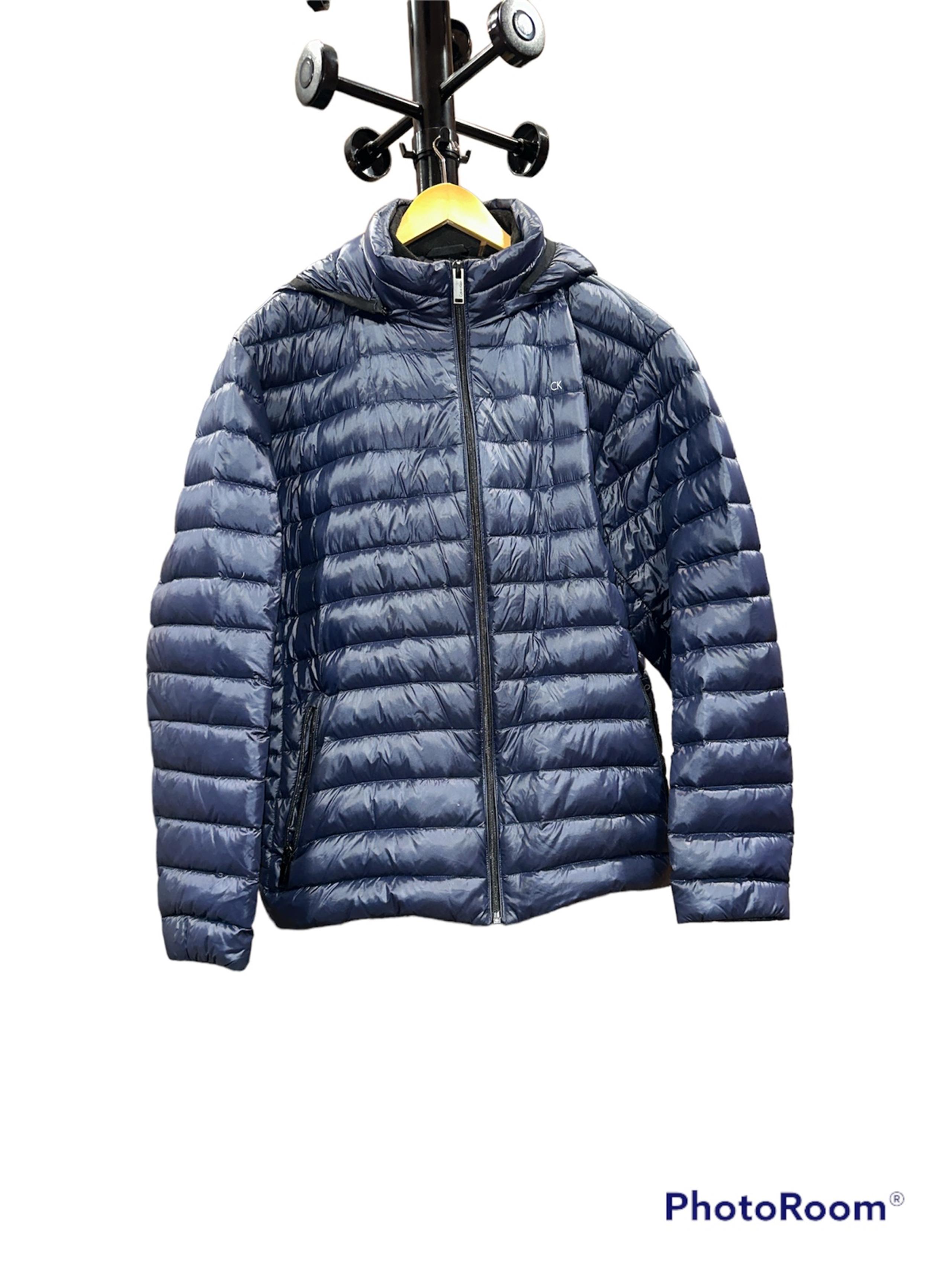 Calvin Klein Men's Blue Hooded Packable Down Puffer Coat Jacket Size XXL