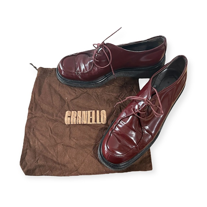 Very Rare Vintage Granello (Prada) Lace Up Wedge Shoes, Size 38EU