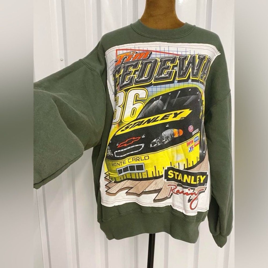 Reworked Retro Style Racing Car Crewneck Sweater:Loungewear Sporty Athleisure