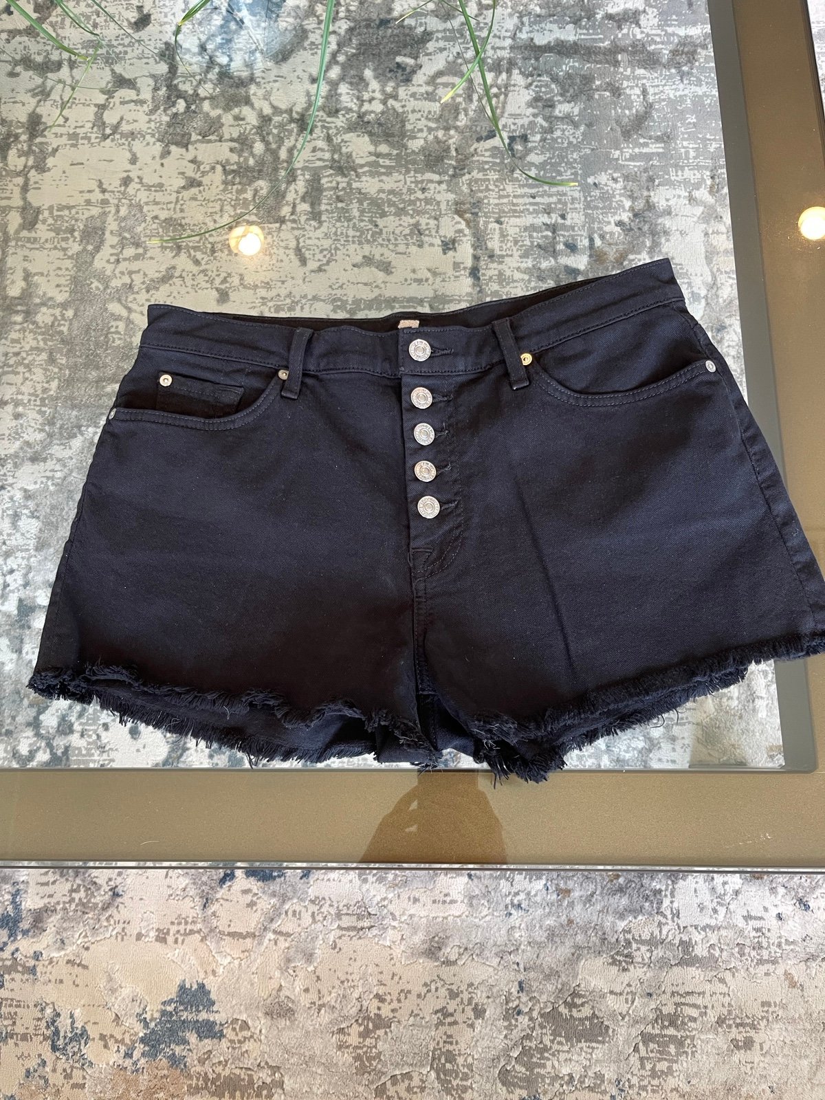 Se7en for all mankind black denim cutoff shorts