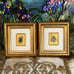 2 Mini Framed Floral Works Of Art In 23K Gold Leaf Midcentury Italy 4X4