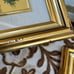 2 Mini Framed Floral Works Of Art In 23K Gold Leaf Midcentury Italy 4X4