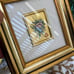 2 Mini Framed Floral Works Of Art In 23K Gold Leaf Midcentury Italy 4X4
