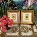 2 Mini Framed Floral Works Of Art In 23K Gold Leaf Midcentury Italy 4X4