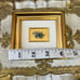 2 Mini Framed Floral Works Of Art In 23K Gold Leaf Midcentury Italy 4X4